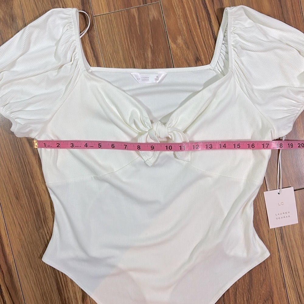 NWT LC Lauren Conrad Puff Sleeve Bodysuit, Size XL - Picture 6 of 14